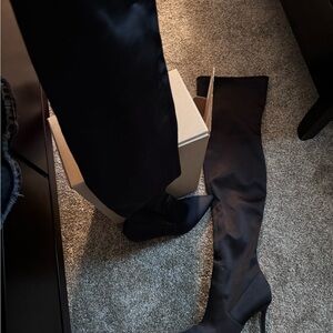 Aldo Elegant Black Satin Over-the-Knee Boots